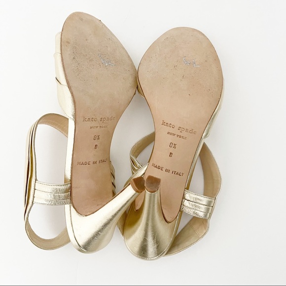 Kate Spade Helen Sandal Gold Metallic Heels - Picture 10 of 12